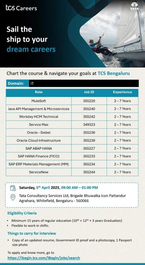 TCS Bengaluru, my next it career, mynextitcareer